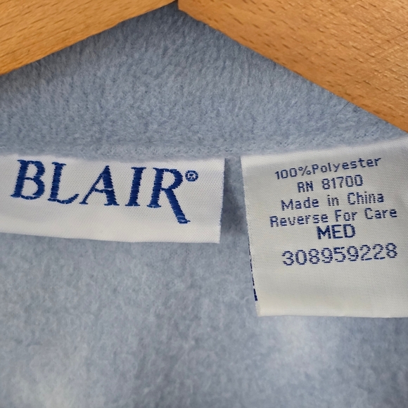 VNTG Blair Women's Blue Zip Fleece Winter Cardinal Jacket Sz Med Christmas Birds - Picture 5 of 6